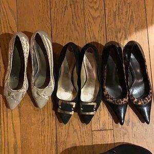 3 pair of pumps 2 Nine West, 1 makowsky size 10